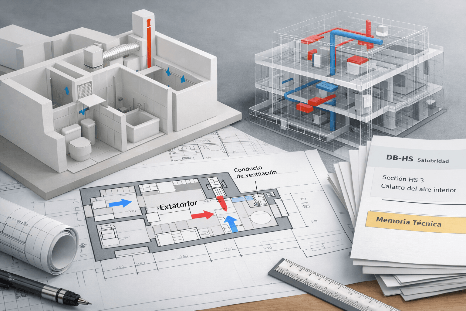Imagen principal del artículo: DB-HS en baños y cocinas: revisión orientativa de ventilación en plano y memoria