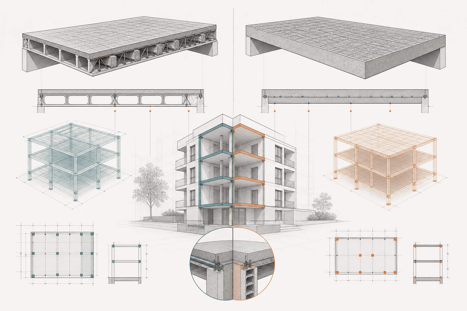 Imagen principal del artículo: Forjado unidireccional vs losa maciza en vivienda: comparativa para decidir estructura e instalaciones