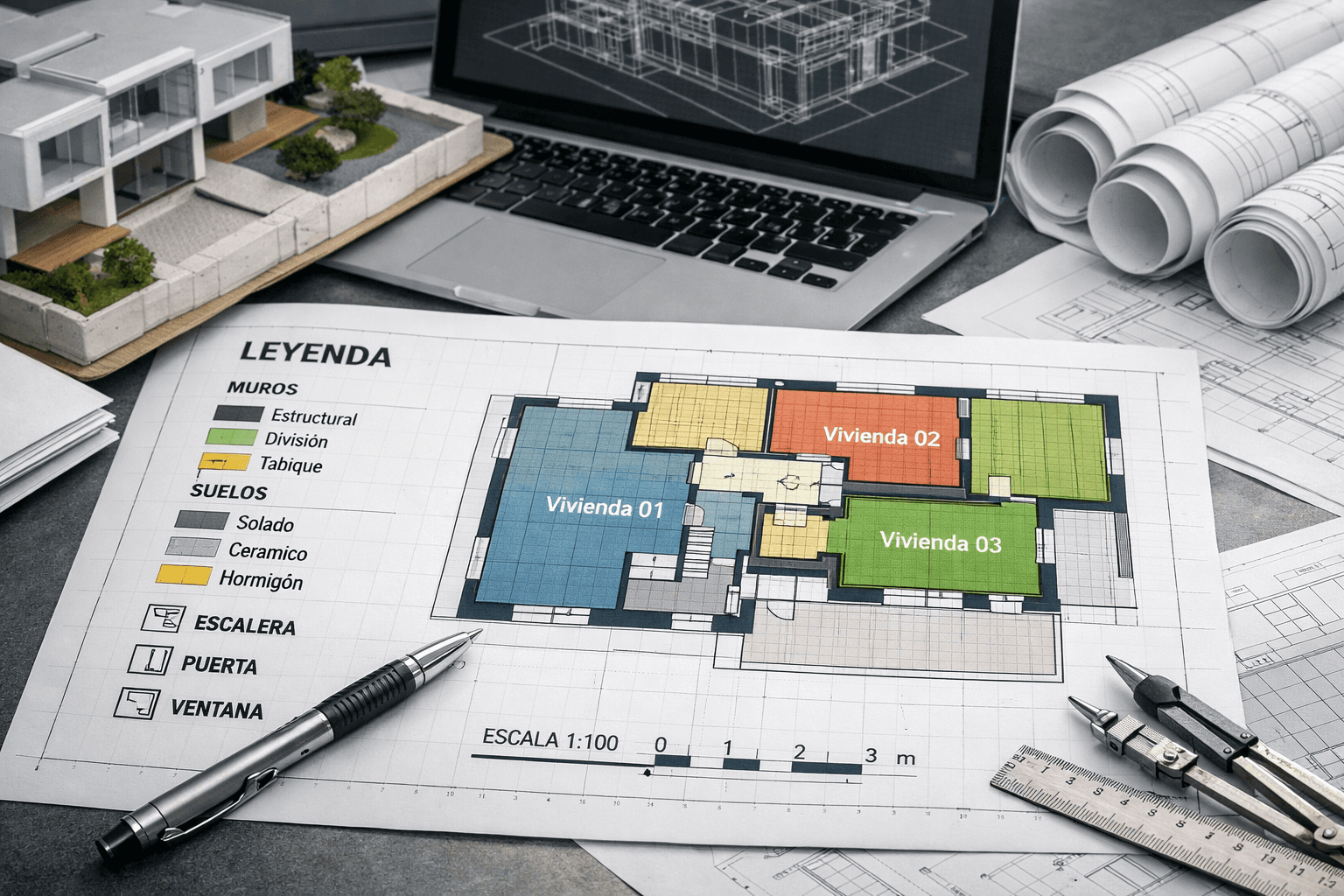 Imagen principal del artículo: Planta legible en 30 segundos: protocolo de leyenda, grosores y tramas